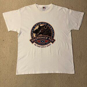 Vintage 90s Rebel Brewing Company Razorback Red White Graphic Tee XL